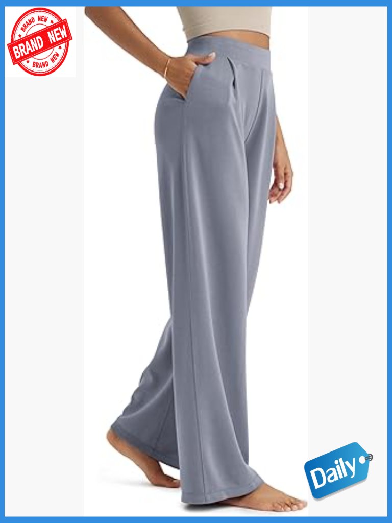 Modal Soft Wide Leg Pants High Waist Casual With Pockets 27" Inseam